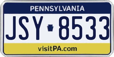 PA license plate JSY8533