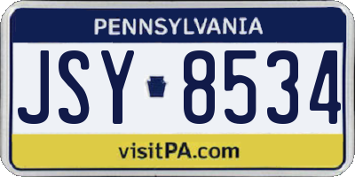 PA license plate JSY8534