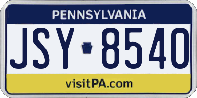 PA license plate JSY8540