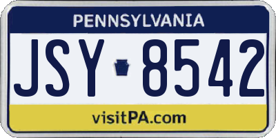 PA license plate JSY8542