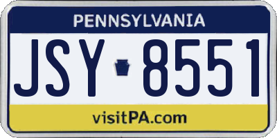 PA license plate JSY8551