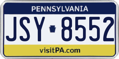 PA license plate JSY8552