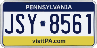 PA license plate JSY8561