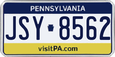 PA license plate JSY8562