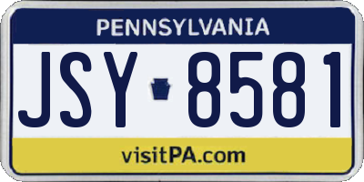 PA license plate JSY8581