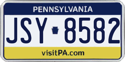 PA license plate JSY8582