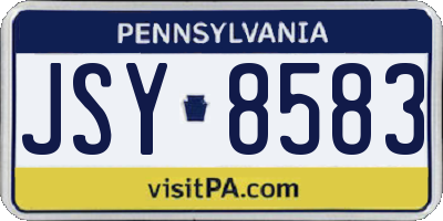 PA license plate JSY8583