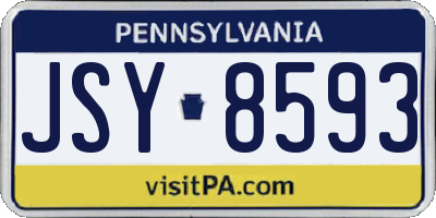 PA license plate JSY8593