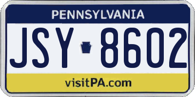 PA license plate JSY8602