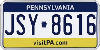 PA license plate JSY8616