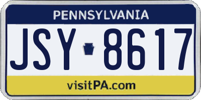 PA license plate JSY8617