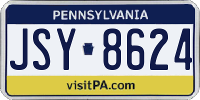 PA license plate JSY8624