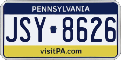 PA license plate JSY8626