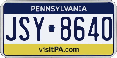 PA license plate JSY8640