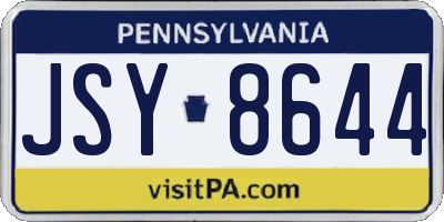 PA license plate JSY8644