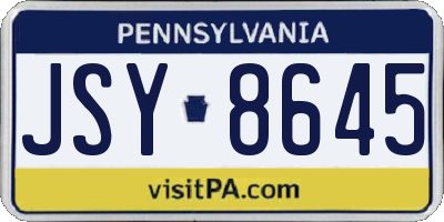 PA license plate JSY8645