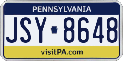 PA license plate JSY8648