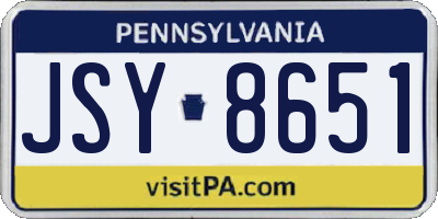 PA license plate JSY8651