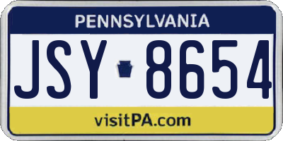 PA license plate JSY8654