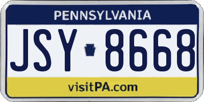 PA license plate JSY8668