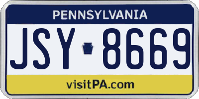 PA license plate JSY8669