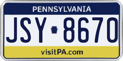 PA license plate JSY8670