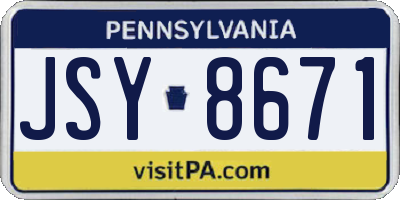 PA license plate JSY8671