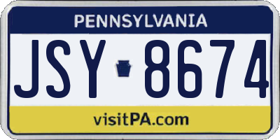PA license plate JSY8674