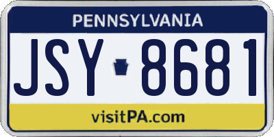 PA license plate JSY8681
