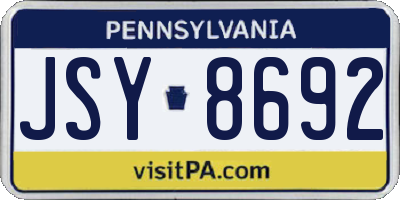 PA license plate JSY8692