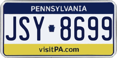 PA license plate JSY8699