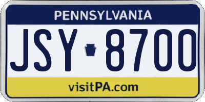 PA license plate JSY8700