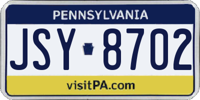 PA license plate JSY8702