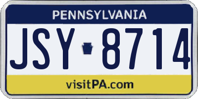 PA license plate JSY8714
