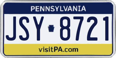 PA license plate JSY8721