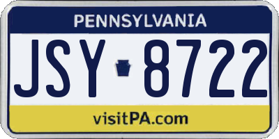 PA license plate JSY8722