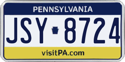 PA license plate JSY8724