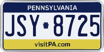 PA license plate JSY8725