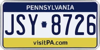 PA license plate JSY8726