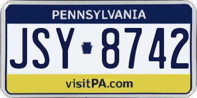 PA license plate JSY8742
