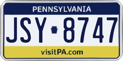 PA license plate JSY8747