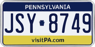 PA license plate JSY8749