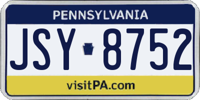 PA license plate JSY8752