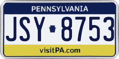 PA license plate JSY8753