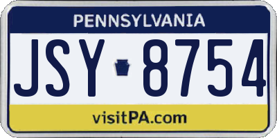 PA license plate JSY8754