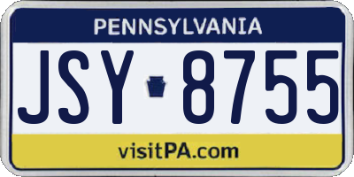PA license plate JSY8755