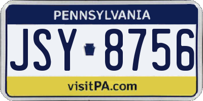 PA license plate JSY8756