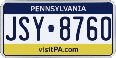 PA license plate JSY8760