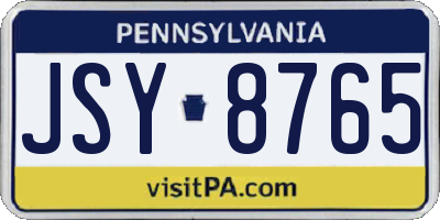 PA license plate JSY8765