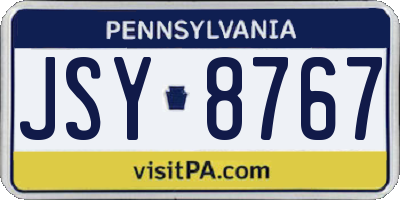 PA license plate JSY8767